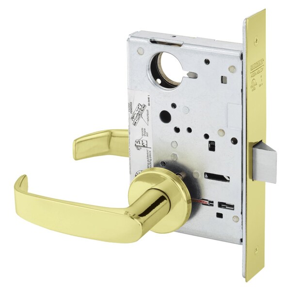 Sargent Grade 1 Passage Closet Mortise Lock, L - Lever, LN - Rose, Field Reversible, ASA Strike, Brght Brss 8215 LNL 3 - main
